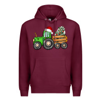 Burgundy christmas tractor Premium Hoodie - CowGirlArtShop