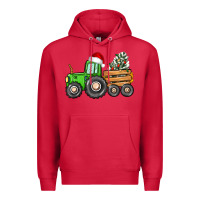 Cardinal christmas tractor Premium Hoodie - CowGirlArtShop