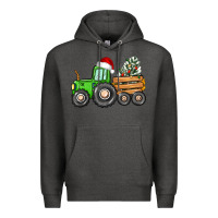 Charcoal Heather christmas tractor Premium Hoodie - CowGirlArtShop