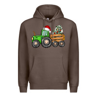 Coffee christmas tractor Premium Hoodie - CowGirlArtShop