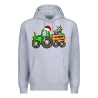 Heather Grey christmas tractor Premium Hoodie - CowGirlArtShop
