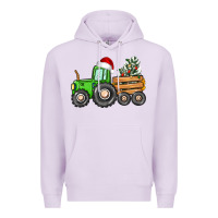 Lilac christmas tractor Premium Hoodie - CowGirlArtShop