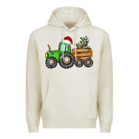 Oatmeal Heather christmas tractor Premium Hoodie - CowGirlArtShop