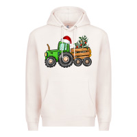 Pale Pink christmas tractor Premium Hoodie - CowGirlArtShop