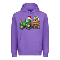 Purple christmas tractor Premium Hoodie - CowGirlArtShop