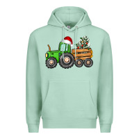 Seafoam christmas tractor Premium Hoodie - CowGirlArtShop