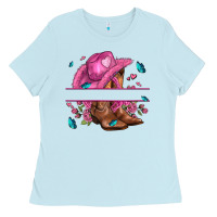 Baby Blue pink cowgirl hat and roses Ladies Tee - AdoDesignShop