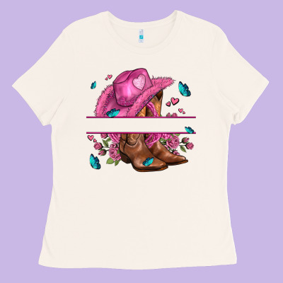 Pink Cowgirl Hat And Roses Ladies Tee Designed By Adodesignshop