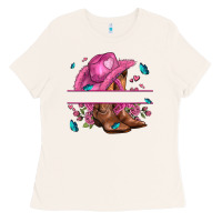 Bone pink cowgirl hat and roses Ladies Tee - AdoDesignShop