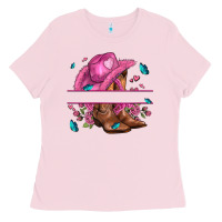 Bubblegum Pink pink cowgirl hat and roses Ladies Tee - AdoDesignShop