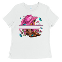White pink cowgirl hat and roses Ladies Tee - AdoDesignShop