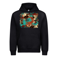 Black aztec turquoise glitter cowhide  tooled leather ba Urban Hoodie - FaDigitalArtStudio