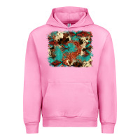 Fuchsia Pink aztec turquoise glitter cowhide  tooled leather ba Urban Hoodie - FaDigitalArtStudio