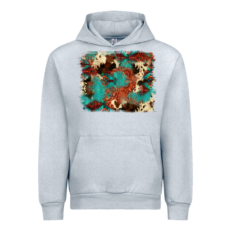 Aztec Turquoise Glitter Cowhide  Tooled Leather Ba Urban Hoodie by FaDigitalArtStudio | Teevron