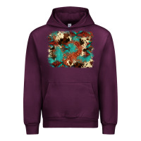 Mauve Wine aztec turquoise glitter cowhide  tooled leather ba Urban Hoodie - FaDigitalArtStudio