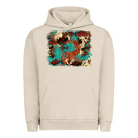 Pigment French Oak aztec turquoise glitter cowhide  tooled leather ba Urban Hoodie - FaDigitalArtStudio