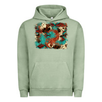 Pigment Oil Green aztec turquoise glitter cowhide  tooled leather ba Urban Hoodie - FaDigitalArtStudio