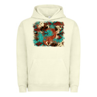 Pigment Pistachio aztec turquoise glitter cowhide  tooled leather ba Urban Hoodie - FaDigitalArtStudio