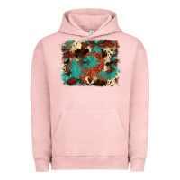 Pigment Salmon aztec turquoise glitter cowhide  tooled leather ba Urban Hoodie - FaDigitalArtStudio