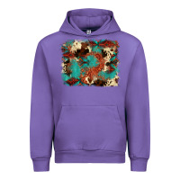 Tulip aztec turquoise glitter cowhide  tooled leather ba Urban Hoodie - FaDigitalArtStudio