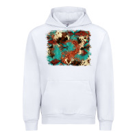 White aztec turquoise glitter cowhide  tooled leather ba Urban Hoodie - FaDigitalArtStudio