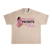 French Oak make yourself a priority today and everyday afro w Urban Heavy Tee - NancyCooperArtShop