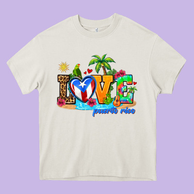 Love Puerto Rico Heavy Core Tee Designed By Adodesignshop