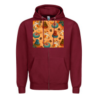Burgundy Fall Pumpkins Autumn Coffee Zipper Hoodie - texasbilliewilder