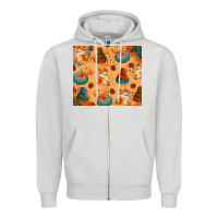 Dove Grey Fall Pumpkins Autumn Coffee Zipper Hoodie - texasbilliewilder