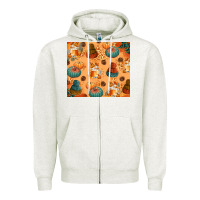 Oatmeal Heather Fall Pumpkins Autumn Coffee Zipper Hoodie - texasbilliewilder