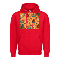 Red Fall Pumpkins Autumn Coffee Zipper Hoodie - texasbilliewilder