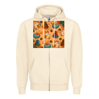 Sandshell Fall Pumpkins Autumn Coffee Zipper Hoodie - texasbilliewilder