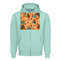 Seafoam Fall Pumpkins Autumn Coffee Zipper Hoodie - texasbilliewilder