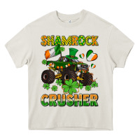 Cream shamrocks crusher monster truck with shamrocks Heavy Core Tee - AdoDesignShop