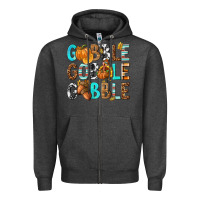 Charcoal Heather Gobble Gobble Gobble with Turkey Zipper Hoodie - texasbilliewilder
