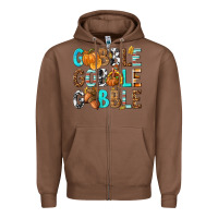 Chestnut Gobble Gobble Gobble with Turkey Zipper Hoodie - texasbilliewilder