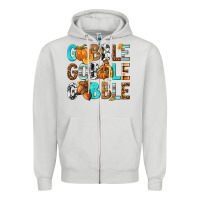 Dove Grey Gobble Gobble Gobble with Turkey Zipper Hoodie - texasbilliewilder