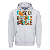 Heather Grey Gobble Gobble Gobble with Turkey Zipper Hoodie - texasbilliewilder