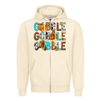 Sandshell Gobble Gobble Gobble with Turkey Zipper Hoodie - texasbilliewilder