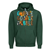 Sports Green Gobble Gobble Gobble with Turkey Zipper Hoodie - texasbilliewilder