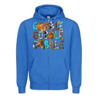 True Royal Gobble Gobble Gobble with Turkey Zipper Hoodie - texasbilliewilder