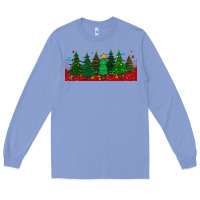 Colony Blue christmas trees libbey glass Long Sleeve Tee - BundleAndBundleShop