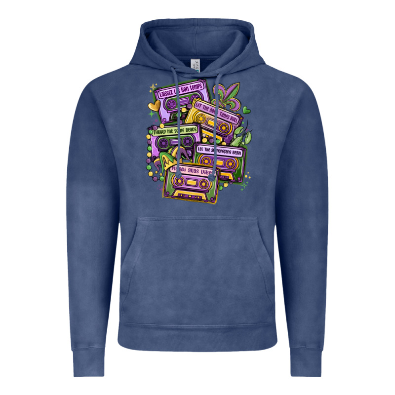 Mardi Gras Cassette Tapes Vintage Hoodie by MaliasSmallBusiness | Teevron