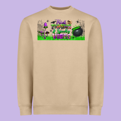 Thick Thighs And Spooky Vibes Libbey Glass Heavyweight Sweatshirt Designed By Bundleandbundleshop