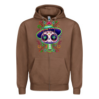 Chestnut Mexican Day of dead sugar skull Zipper Hoodie - NancyCooperArtShop