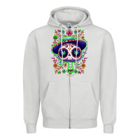 Dove Grey Mexican Day of dead sugar skull Zipper Hoodie - NancyCooperArtShop