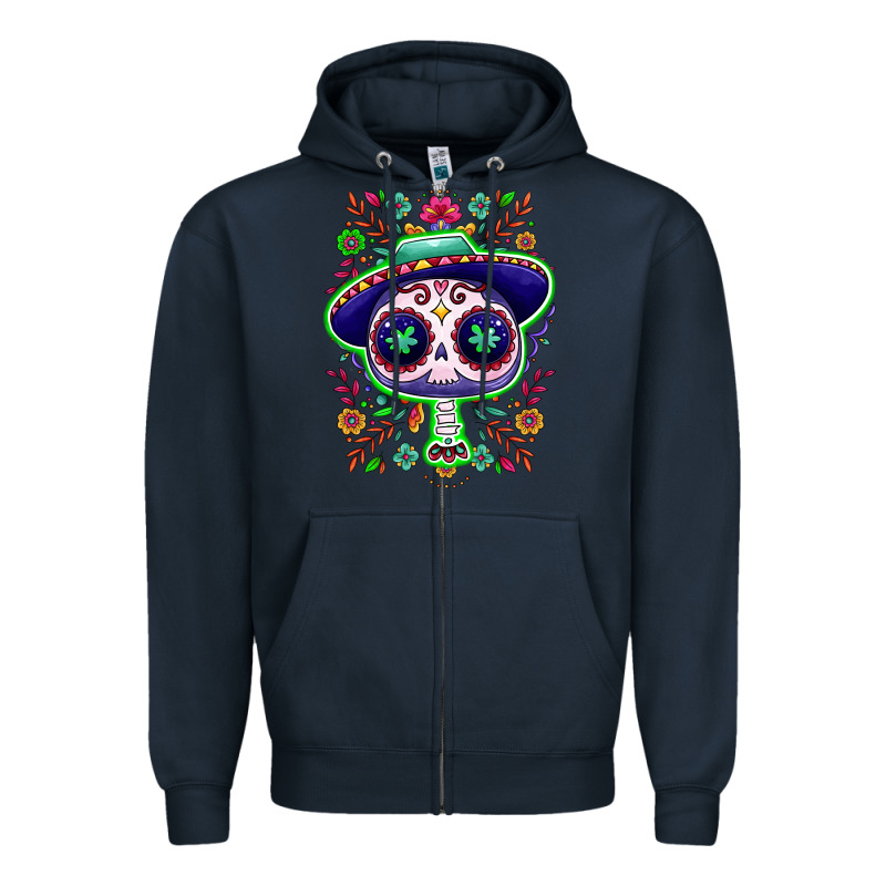 Mexican Day Of Dead Sugar Skull Zipper Hoodie by NancyCooperArtShop | Teevron
