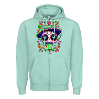 Seafoam Mexican Day of dead sugar skull Zipper Hoodie - NancyCooperArtShop