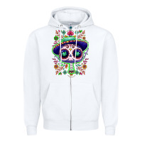 White Mexican Day of dead sugar skull Zipper Hoodie - NancyCooperArtShop