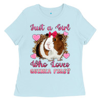 Baby Blue Just A Girl Love Who Loves Guinea Pigs Ladies Tee - Artiststas